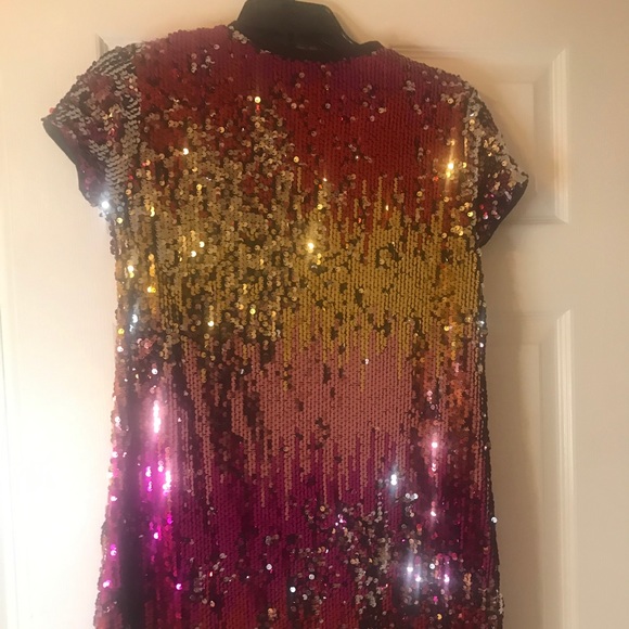 Girls Multi-Color Mini Sequin Party Dress - Picture 5 of 7